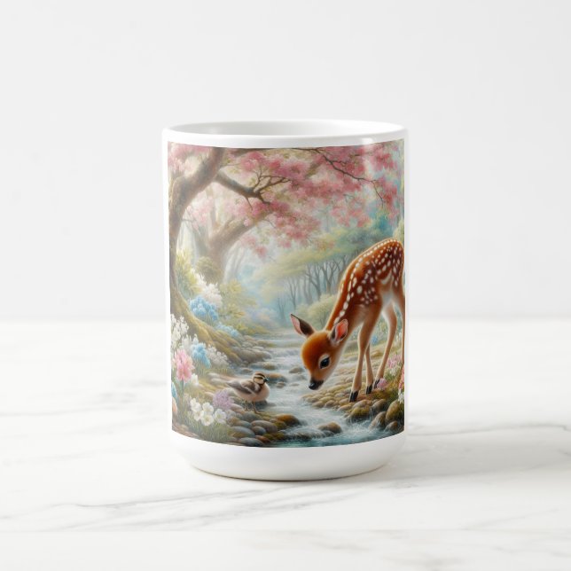 Mug Bois de printemps avec canard et faon/cerf (Centre)