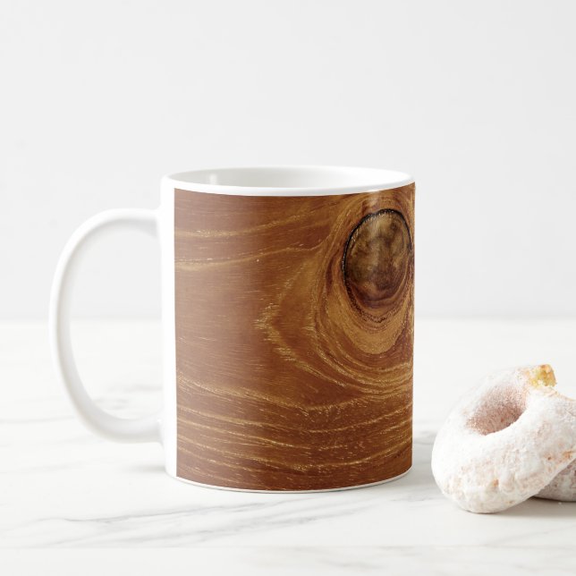 Mug Bois de teck rustique en bois Texture Grain de boi (Avec donut)