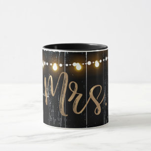 Mug Bois foncé et cordes rustiques Lumière Gold Bride 