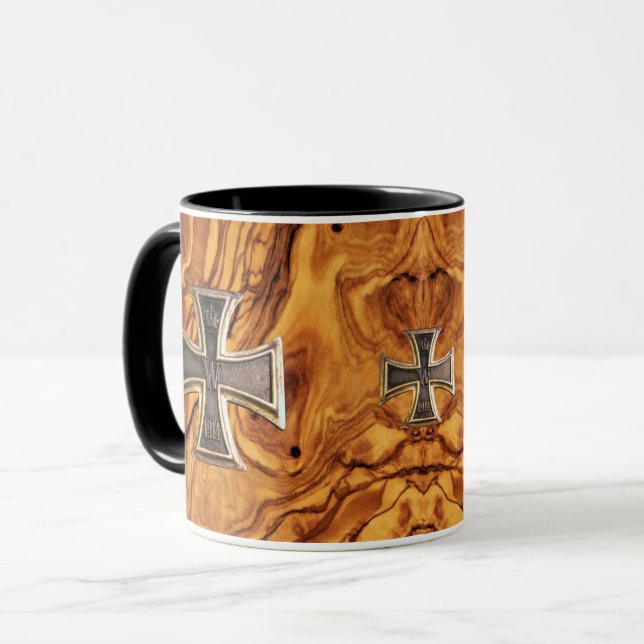 Mug Bois olive, finition du bois de noeud avec la (Devant gauche)