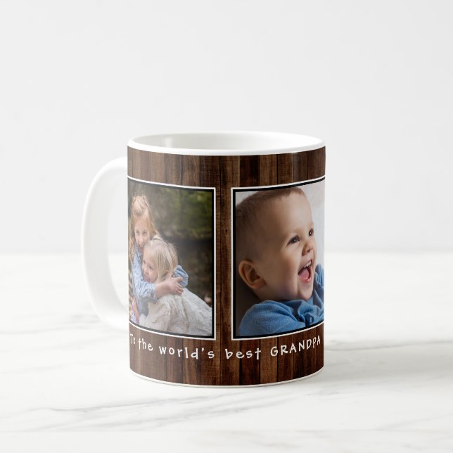 Mug Bois rustique du meilleur grand-papa du monde (Devant gauche)