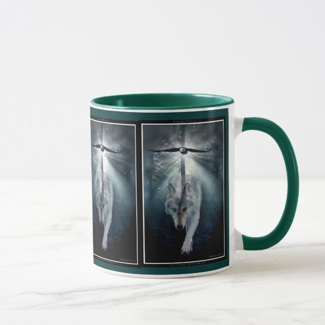 Mug Bois Wolf & Bald Eagle Faune Art (Droite)