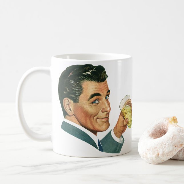 Mug Boissons Cocktails Anciens, Homme Buvant des Boiss (Avec donut)