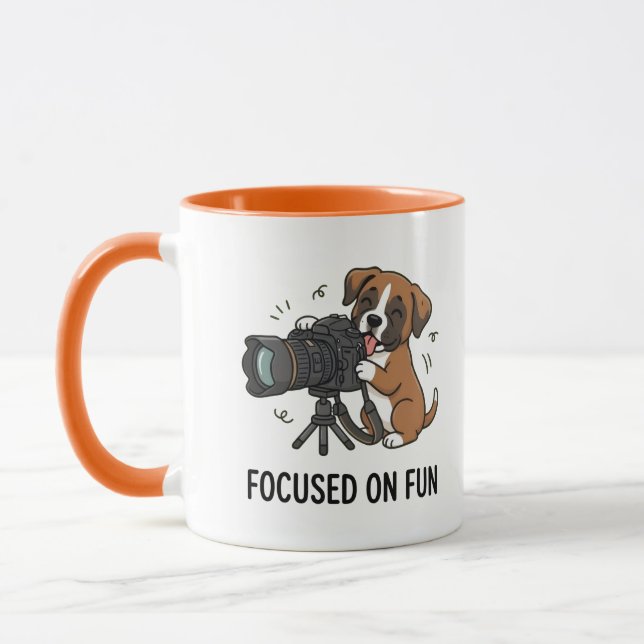Mug Boîte créative de caméra pour chiot Boxer Orange C (Gauche)