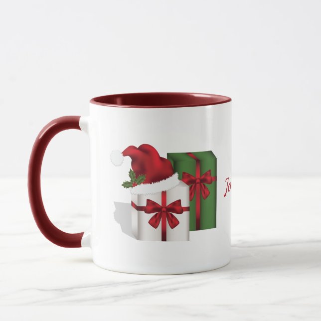 Mug Boîtes Cadeaux Blanches Et Vertes Avec Un Nom Pers (Gauche)