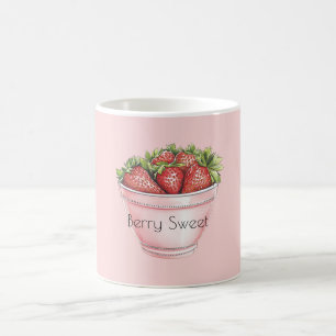 Mug Bol de fraises rose pâle sucré aux baies