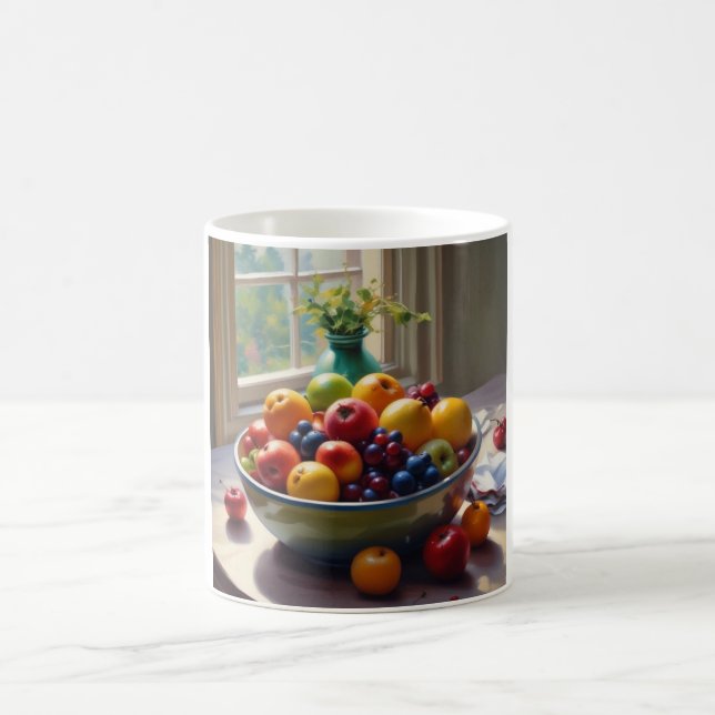 Mug Bol de fruit sur table peinture à l'huile classiqu (Centre)