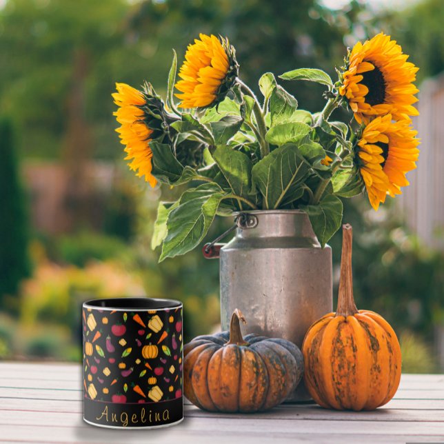 Mug Bon thanksgiving légumes motif noir (Créateur téléchargé)