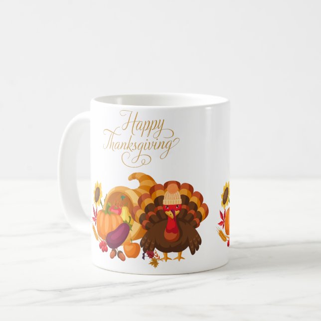 Mug Bon thanksgiving mignonne Turquie, corne de abonda (Devant gauche)