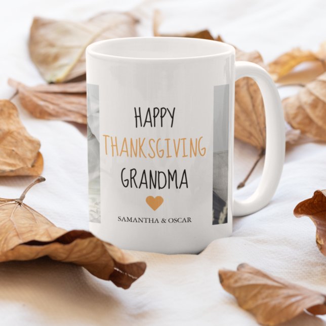 Mug Bon thanksgiving photo Collage moderne grand-mère (Créateur téléchargé)