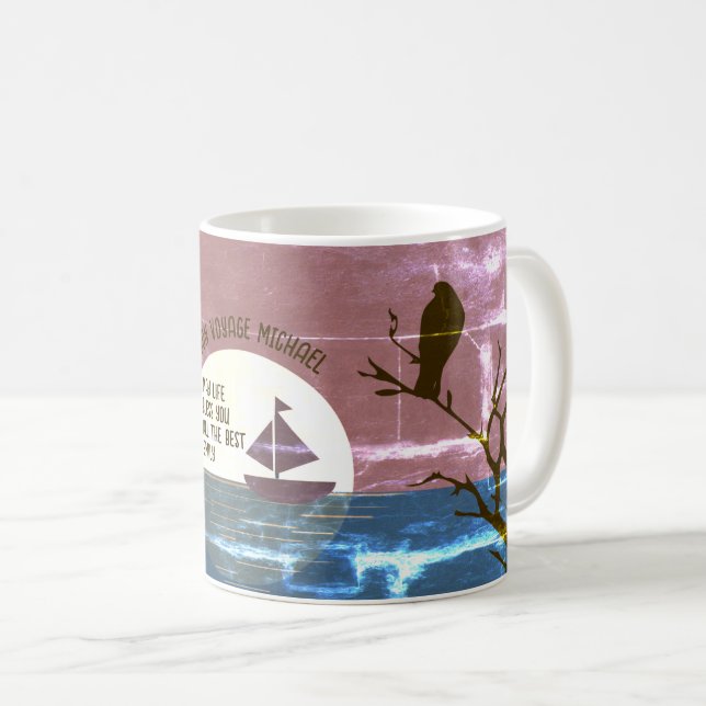 Mug Bon Voyage Cadeau Personnalisé Voile dans le couch (Devant droit)