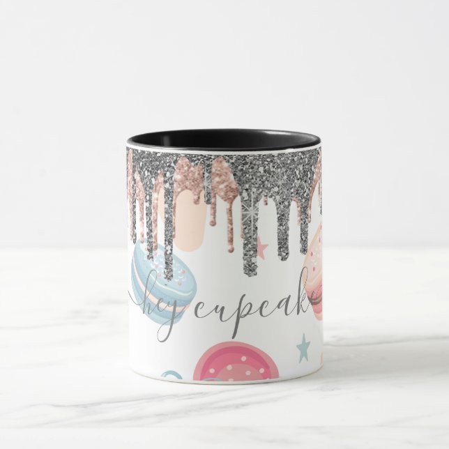 Mug Bonbons Sucrés Dégoulinants de Paillettes Argentée (Centre)