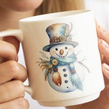 Bonhomme de neige bohème à l'aquarelle de Noël