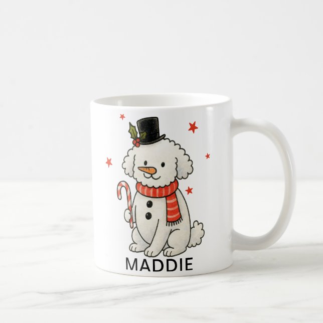 Mug Bonhomme de neige caniche Noël Chien (Droite)