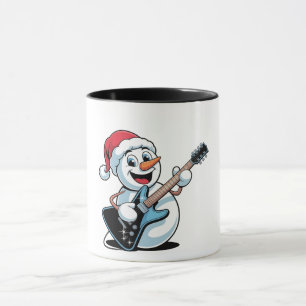 Mug Bonhomme de neige jouant de la guitare électrique