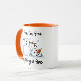 Mug Bonhomme de neige qui fond humour d'hiver drôle