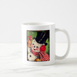Mug Bonhomme de neige vintage avec un oiseau rouge