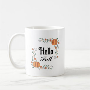 Mug Bonjour Automne Citrouilles d'Automne avec Feuille