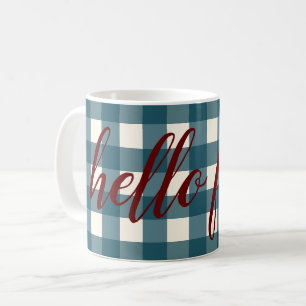 Mug Bonjour Automne Elégant Automne Rouge Marine Bleu 
