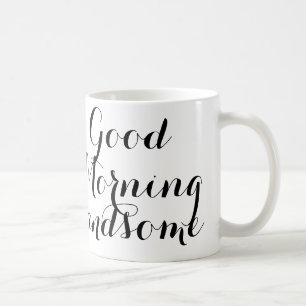 Mug Bonjour beau en manuscrit noir/blanc