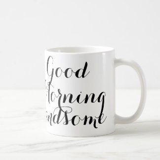 Mug Bonjour beau en manuscrit noir/blanc