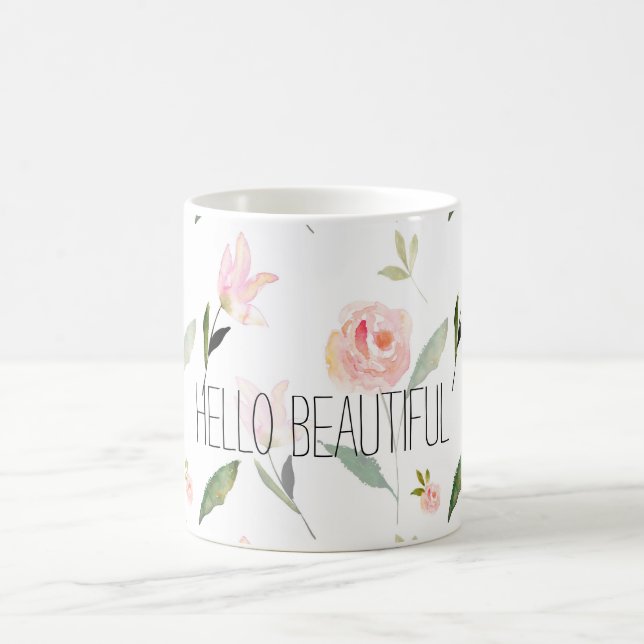 Mug Bonjour belle aquarelle florale (Centre)