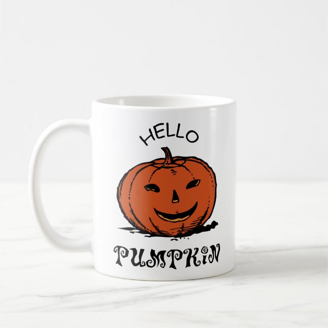 Mug Bonjour citrouille jack-o-lanterne illustration, N (Gauche)