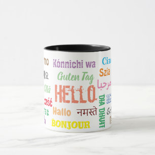 Mug Bonjour coloré dans différentes langues muet