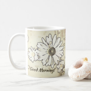 Mug Bonjour ! Coutume d'art de marguerite de croquis