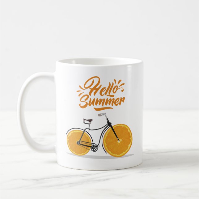 Mug Bonjour été, moto rétro drôle T-Shirt Throw Pillo (Gauche)