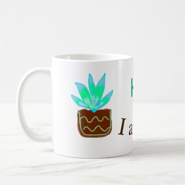 Mug Bonjour Je suis Lily cactus succulent ajouter nom  (Gauche)
