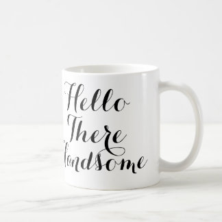 Mug Bonjour là beau avec manuscrit noir/blanc