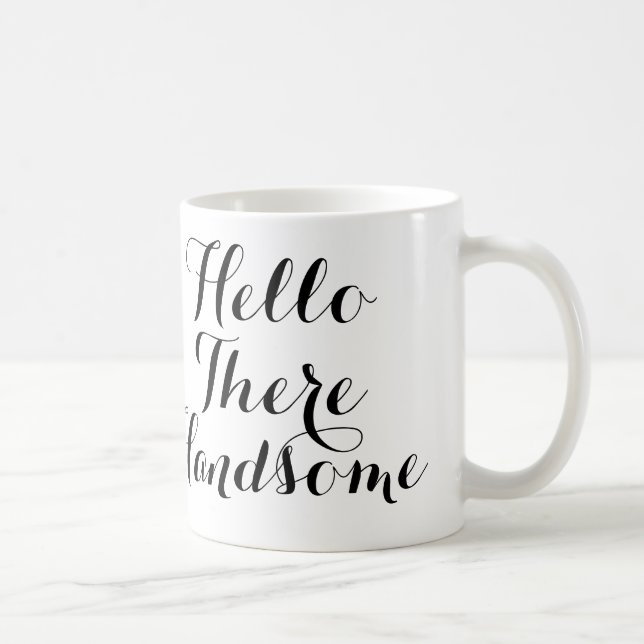Mug Bonjour là beau avec manuscrit noir/blanc (Droite)