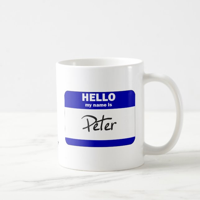 Mug Bonjour mon nom est Peter (bleu) (Droite)