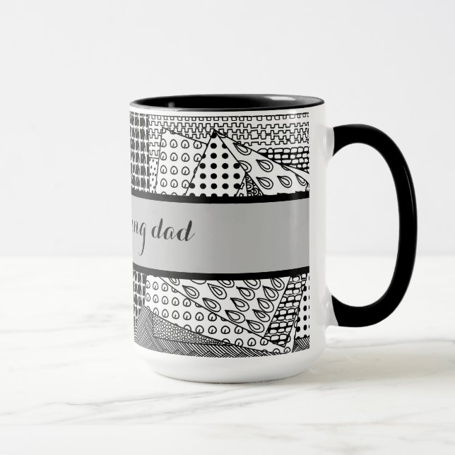 Mug Bonjour papa Black Grey Ringer 15oz (Droite)