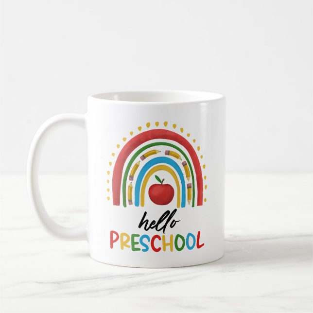 Mug Bonjour Préscolaire Rainbow Retour À L'École Ensei (Gauche)