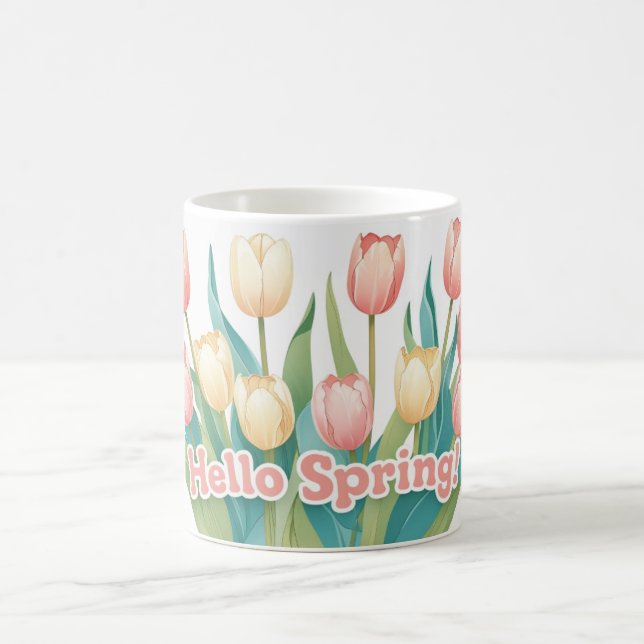 Mug Bonjour Printemps ! Fleur de tulipe gaie (Centre)
