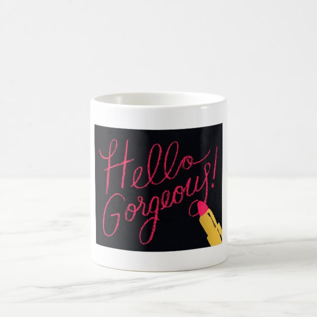 Mug Bonjour rouge à lèvres magnifique (Centre)
