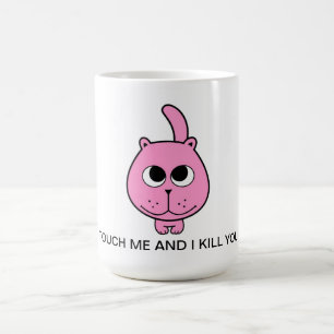 Mug bonjour texte rose petit chat kitty sourire dessin