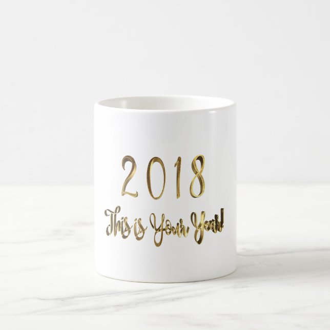 Mug Bonne année 2018 Gold Look Typographie (Centre)