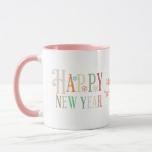 Mug Bonne année 2024 Nouvelles années Rétro coloré