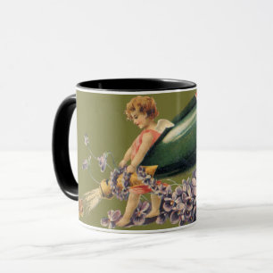 Mug Bonne année, anges vintage avec du champagne