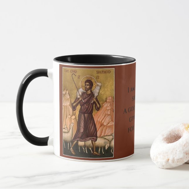 Mug Bonne berger Icon l Foi orthodoxe, modifiable (Avec donut)