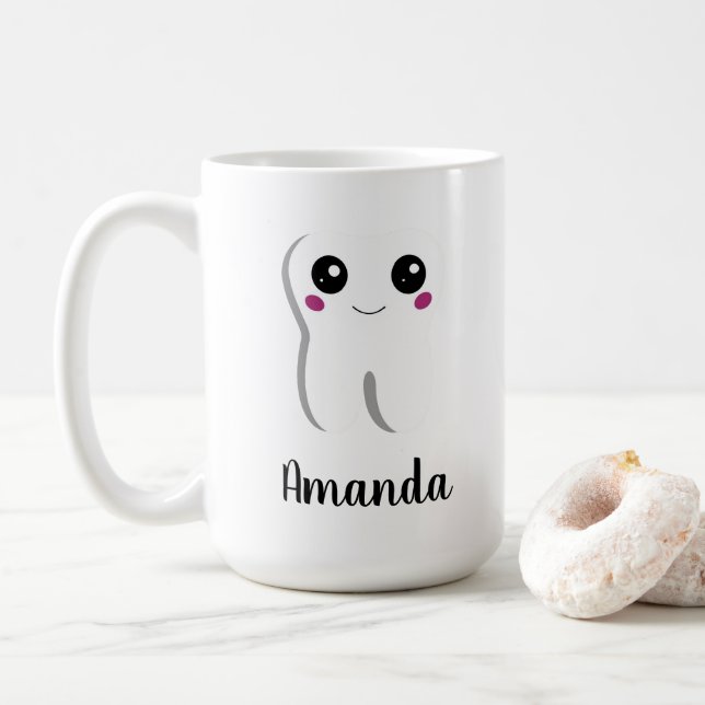 Mug Bonne dent dentaire souriante mignonne (Avec donut)