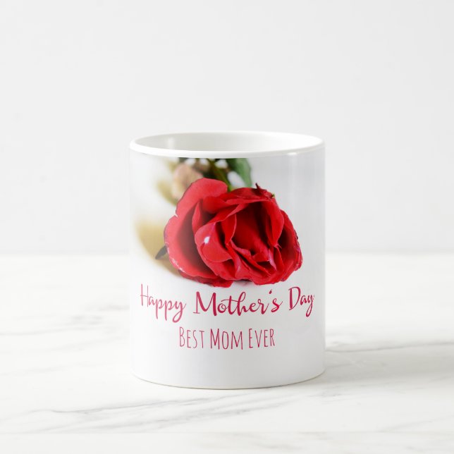 Mug Bonne fête des mères avec une seule rose rouge (Centre)