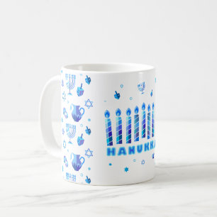 Mug Bonne fête Hanoukka belle décoration bleue