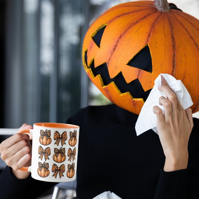 Mug Bonne Halloween Leopart Bow Citrouille Coquette (Happy Halloween Leopart Bow Pumpkin Coquette Mug)