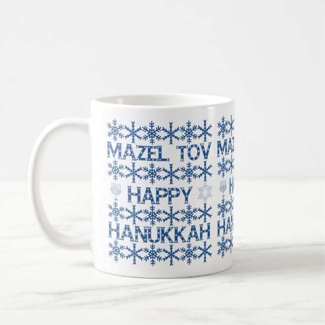 Mug Bonne Hanoukka Mazel Tov Star de David Menorah (Gauche)