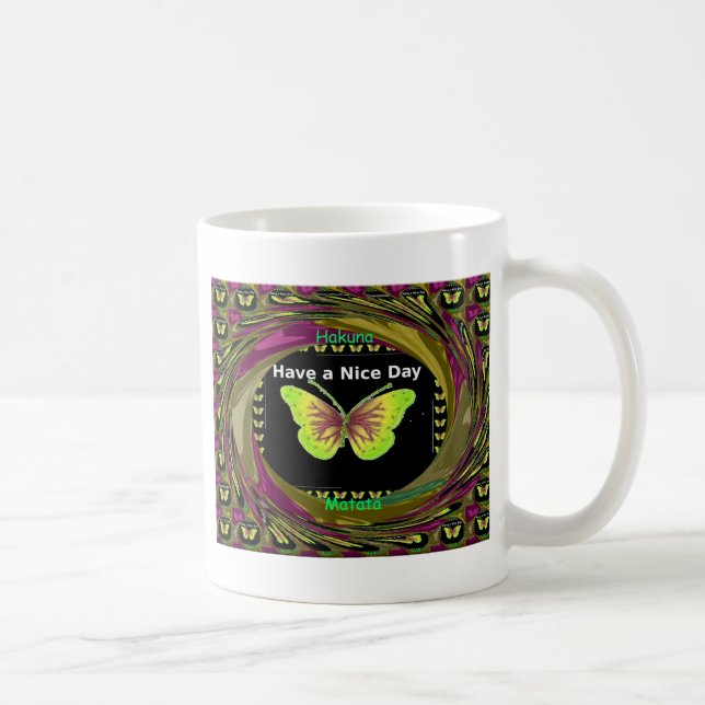 Mug Bonne journée : Belle infinité papillons art (Droite)