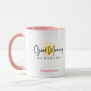 Mug Bonne Matinée Sunshine Jaune Pêche Noir